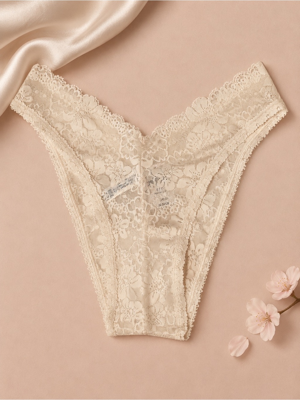 PINK Victoria's Secret Cream Lace Bikini Panty